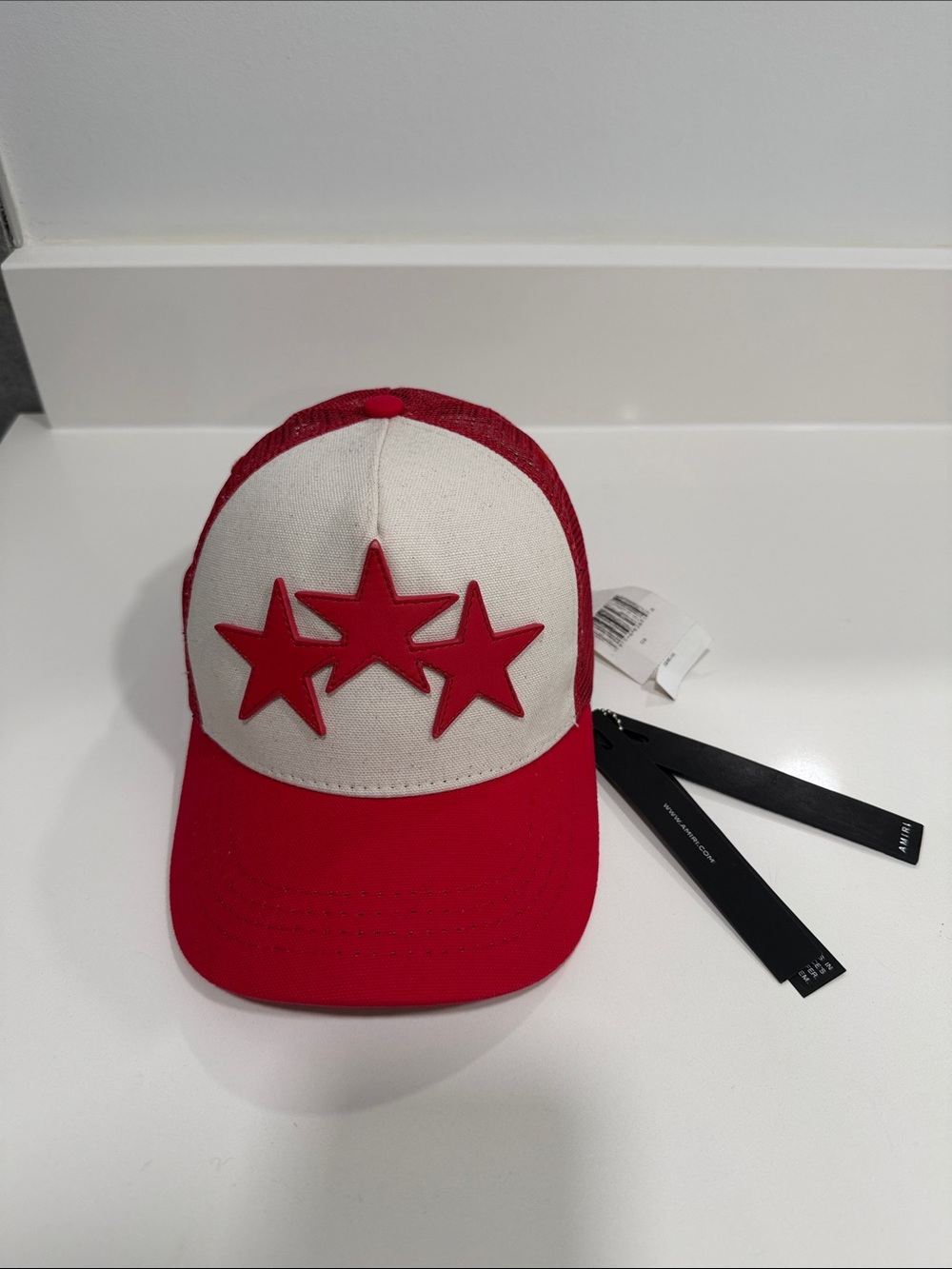 AMIRI Red and White Kids Star Patch Baseball Cap